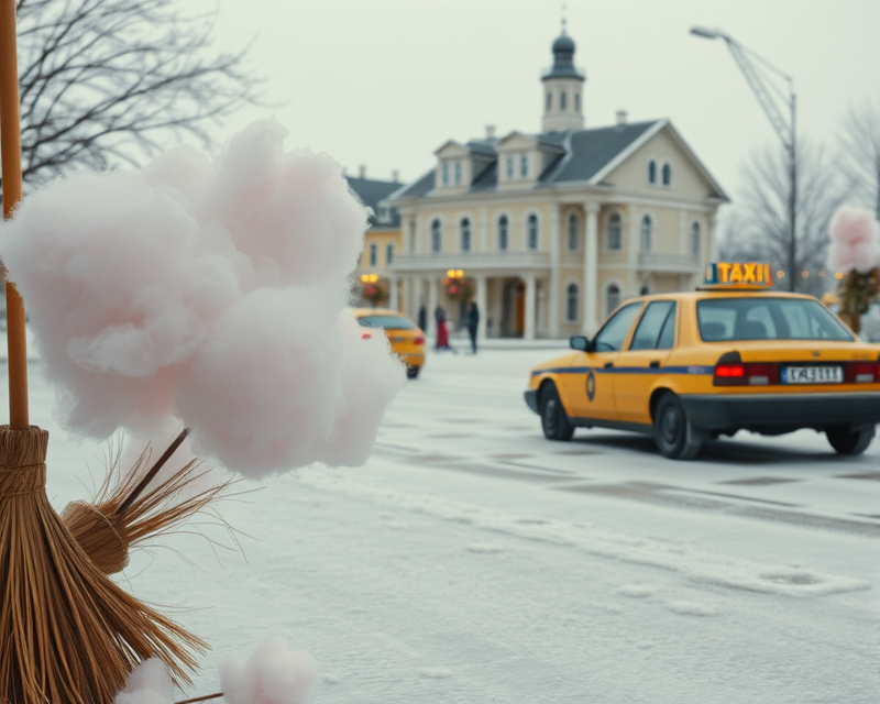 broom, cotton candy, ice skate, taxi, bunny